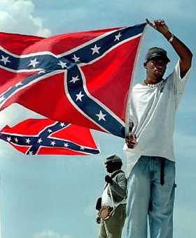 flying confederate flag